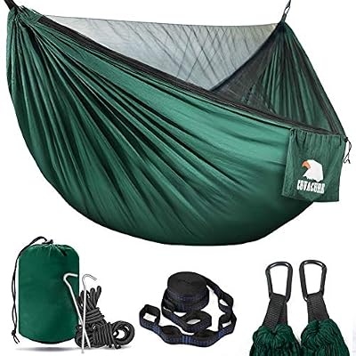 Covacure Camping Hammock - Lightweight Double Hammock, Hold Up to 772lbs, Portable Hammocks for Indoor, Outdoor, Hiking, Camping, Backpacking, Travel, Backyard, Beach?Dark Green?