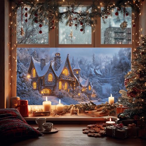 Película decorativa para ventana con diseño navideño 39.3×17.7 in miniatura 2