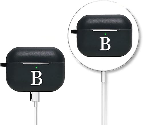 Miniatura 3 de LFWUEYAM Funda compatible con Airpods Pro de 21 generación 20222019, funda protectora de silicona suave con llavero y correas antipérdida, inicial