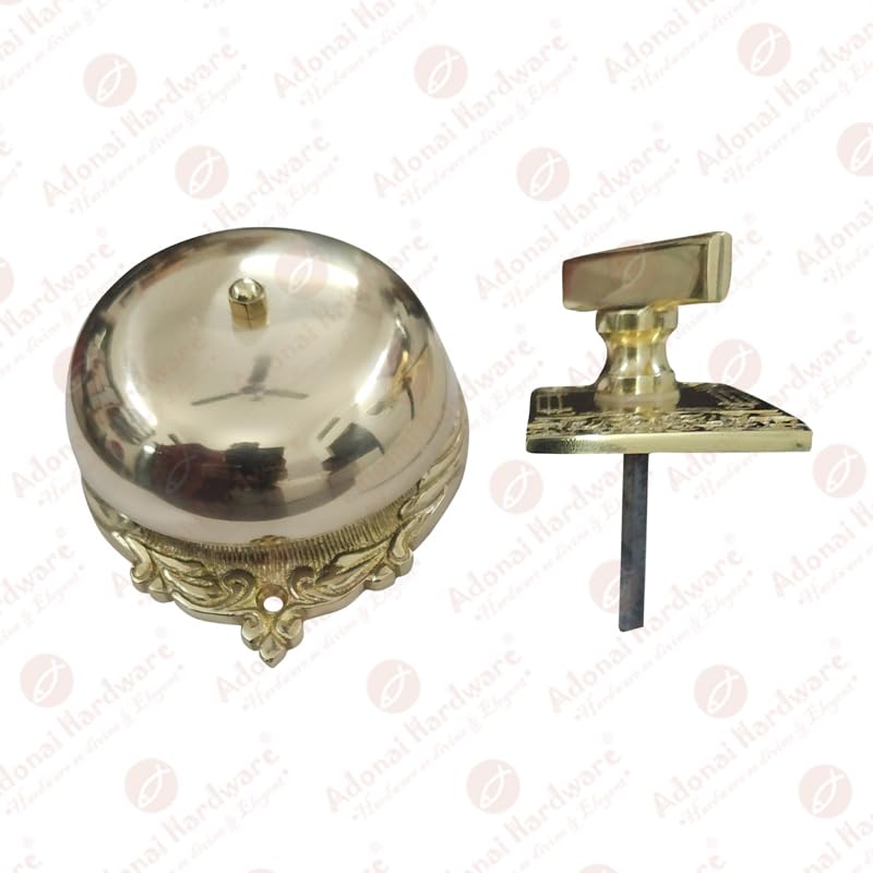 Adonai Hardware Bartholomew mosiądz ręczny staromodny dzwonek do drzwi lub dzwonek do drzwi skręcany lub ręcznie obracany dzwonek do drzwi (lakierowany polski)