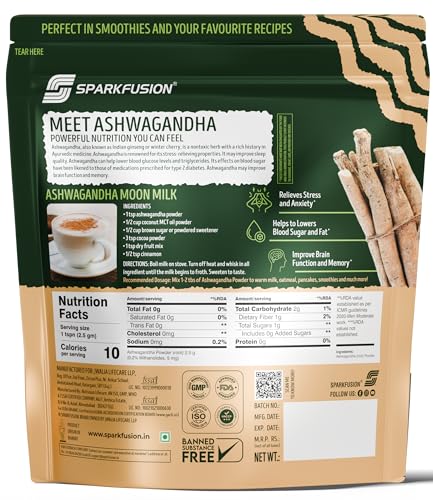 Image of Sparkfusion Pure & Natural Ashwagandha Powder | Ayurvedic Herbal Powder for Daily Wellness & Traditional Use | Plant-Based Herbal Supplement for Men & Women | 200 g (Pack of 1)