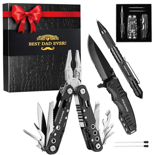 Multitool Gifts for Father, Dad Gift Set with 14 in 1 Multi-tool Pliers, Pocket Knife & Tactical Pen | Premium EDC Survival Kit for Camping, Car Emergency | Unique Practical Gift for Father Dad Him