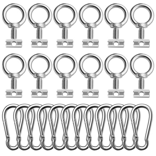 Stopper für Kederschiene, 12 Stück Stopper für Kederschiene, 4 mm Kederstopper mit 12 Stück Karabiner, Vorzelt Stopper, kederschiene zubehör, für Kederschiene Caravan Wohnmobil