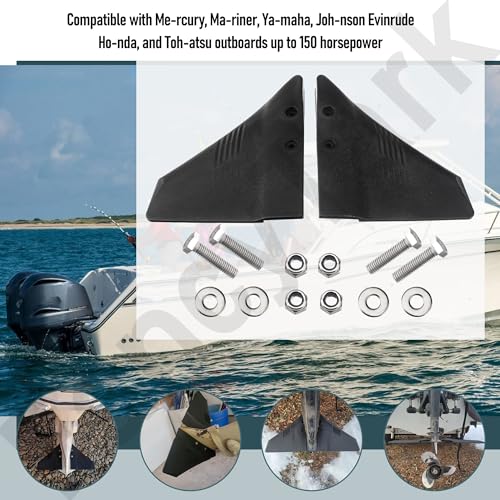 Image of Hydrofoil for Outboard Motor 5-150 HP, Boat Stabilizer Whale Tail Cavitation Plate, Marine Hydrofoil Board with Stainless Steel Bolts for Yam-aha Mer-cury Hon-da, PA66 Plastic (Black)