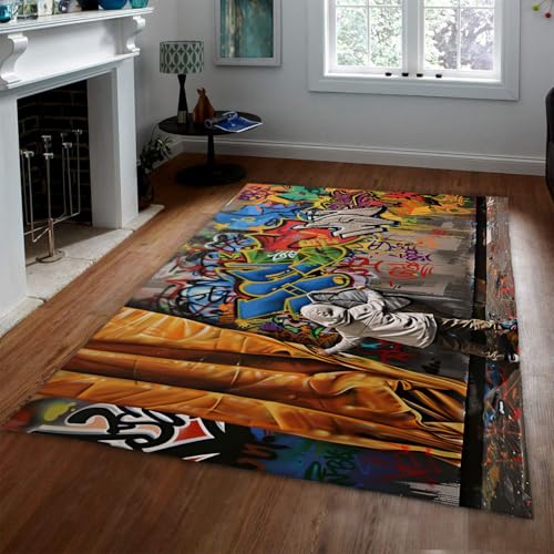 Tapis de Sol Doux pour Chambre d'Amis au Design Abstrait et Finitions Soignées - 3