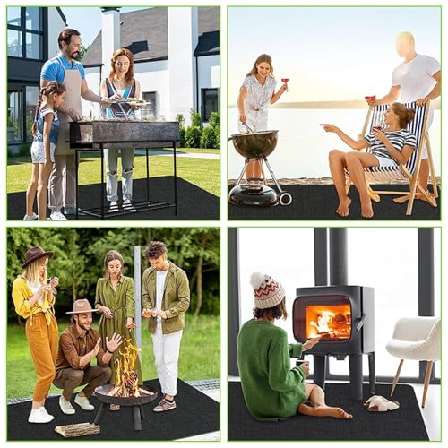 Feuerfeste Unterlage 150x100 cm Hitzebeständig Brandschutzmatte,Hitzeschutzmatte Feuerschutzmatte,Feuerfeste Matte Hitzebeständig BBQ Grillmatte für Fireplace Lawn Camping Bodenschutz Schwarz