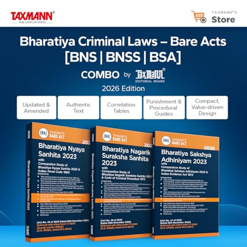 Image of Taxmann's Bharatiya Criminal Laws - Bare Acts COMBO [BNS | BNSS | BSA] - Presenting the Complete | Updated Texts with Comparative Tools | Legislative Aids | Set of 3 Books