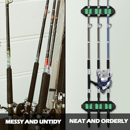 Sratte 4 Pcs Rod Holders for Fishing Boat Wall Mount Fishing Pole Holders 3 Rod Horizontal EVA Foam Garage Rod Rack Summer Boat Accessories for Men Gifts, 7.8 Inch(Green) - Thumbnail 4