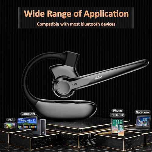 Image of AMINY Wireless Bluetooth Headset with Microphone 30 Hrs Talking Time V5.3 Auriculares Bluetooth Earpiece,AI Noise Cancelling Bluetooth Earphones for Trucker Office Home