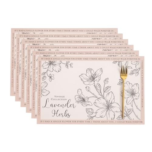Image of YELONA Leather Dining Table Placemats Set of 6 - Waterproof, Heat Resistant, Anti-Slip, Easy to Clean Table Mats for Dining Table, Kitchen & Home Decor (Pastel Blush, 40 x 30 cm)