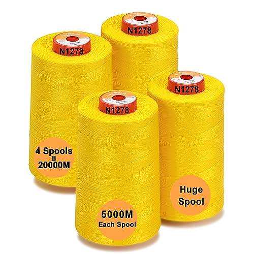 Image of New brothread - 28 Options - 4 Large Cones of 5500Y Each All Purpose Spun Polyester Thread 40S /2 (Tex27) for Sewing, Quilting, Piecing, Serger and Overlock - Lemon