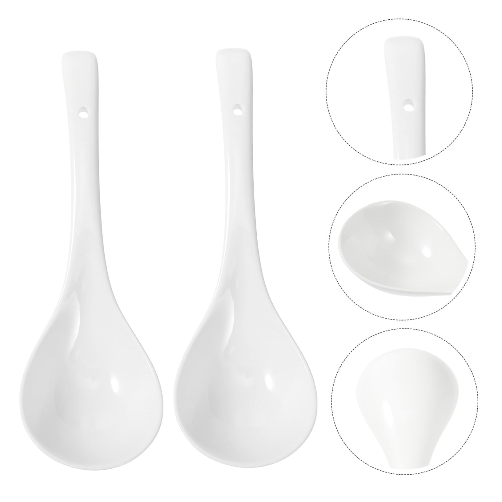 Veemoon Cucharas Grandes de Porcelana white Resistentes para Sopa y Servicio Cucharas de con Mango para Restaurantes y Hogar