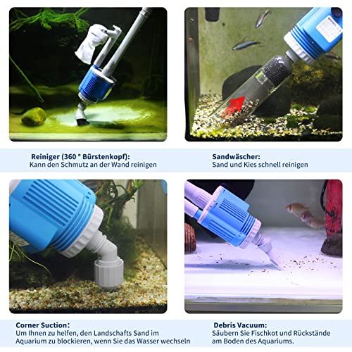 boxtech 6 in 1 Pulitore Elettrico per Acquario, 2000L/h 28W Sifone Automatico Acquario per Ghiaia, Aspirapolvere Acquario Kit di Pulizia per Cambio Acqua, Pulizia Sabbia, Rimozione Sporco, Filtraggio - Image 4