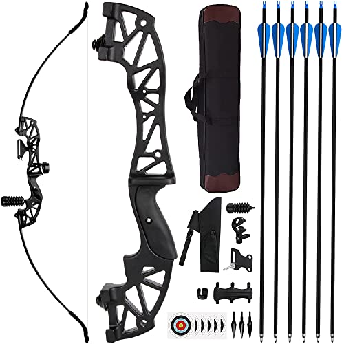 The7Box 40Lb 53" Archery Set,Recurve Bows For Adults Right Hand With 6 Mixed Carbon Arrows, 3 Broadheads, Arrow Holder, Single Needle Sight For Beginner Outdoor Hunting And Target Practice #TOP6