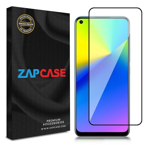 Image of ZAP CASE HD Plus Tempered Glass Screen Protector Compatible For Realme 7i (Black) Edge To Edge Coverage With Easy Installation Kit