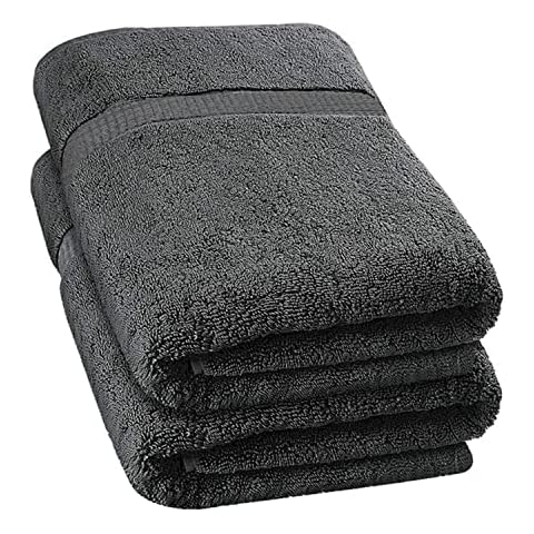 2 Pack Premium Quality Jumbo Bath Sheets 90 x 180 cm Extra Large Hotel Quality 600GSM 100% Cotton Extra Soft High Absorbent Quick Dry Towels Set (Grey) Cover