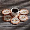 Vhc brands country halloween stencil braided cotton coaster set of 6 decorative fall coasters table decor for fall thanksgiving and halloween  urban country home decor