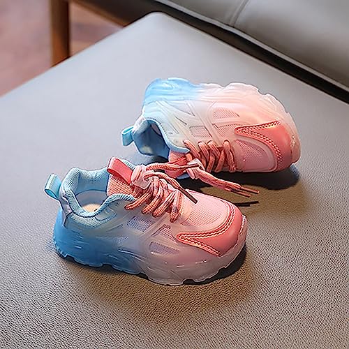 Kids Toddler LED Shoes Boys Girls Athletic Wear 𝐑esistant Running Shoes Lace up Air Cushion Wedge Sneakers (Pink, 9 Toddler)4
