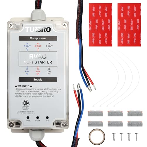 TURBRO RV AC Soft Start Kit for Smooth Startup Under Low-Power Condition 6-Wire Installation Protects Compressor and Other Appliances in Vehicles 3 Indicator Lights AC 100-240 V/60 Hz S15 Plus