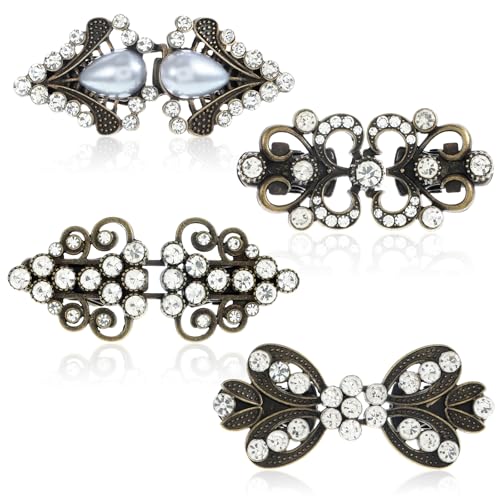 Ouligay 4 Stück Cardigan Clips für Kleidung Vintage Cinch Clip Metall Swirl Waist Clip Brosche Retro Strickjacke Kragen Clips Frauen für Pullover...