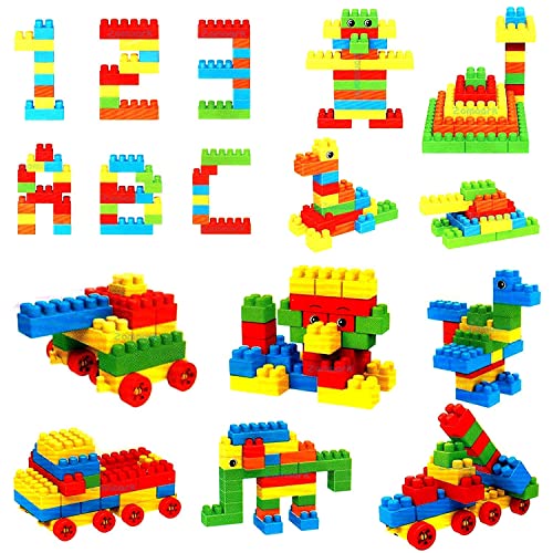 Image of RUTV Building Blocks Toy for with Wheel,Block Game for 3-8 Years Old Boys & Girls,Multi Color,100 Piece(New Building Block Toy)