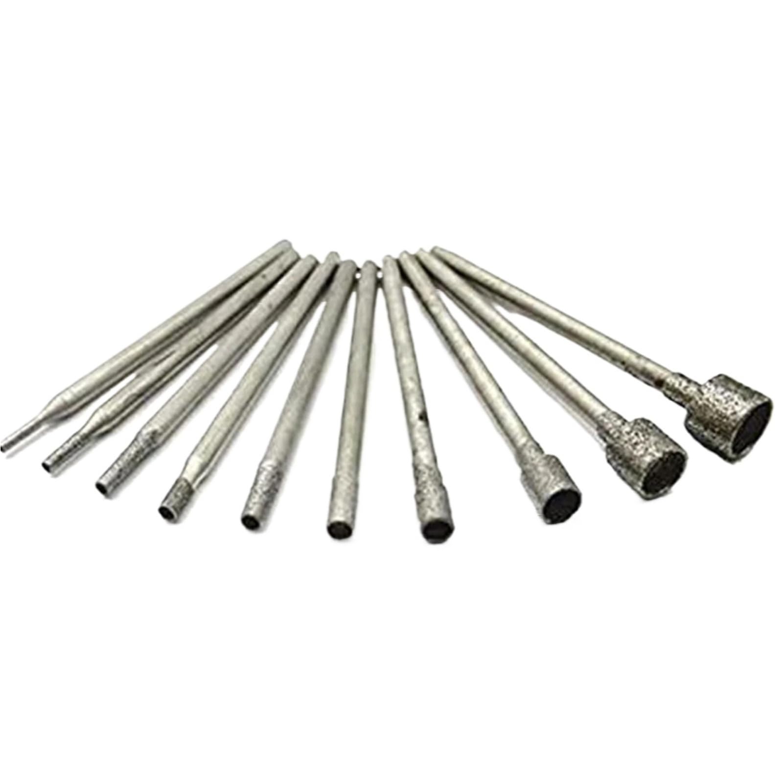 Xctdsvah One Color Heavy Duty Rotary File 10 Pcs Diamond Burr Core Bits Grinding Head 0.8-5Mm W/ 2.35Mm Shank Rotary Tool