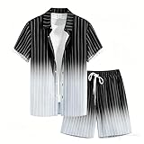 Conjunto de verano hawaiano para hombre Camisa de manga corta con botones y estampado 3D de cebra y flores a rayas y pantalones cortos con cordón Conjunto de streetwear fresco de verano a juego