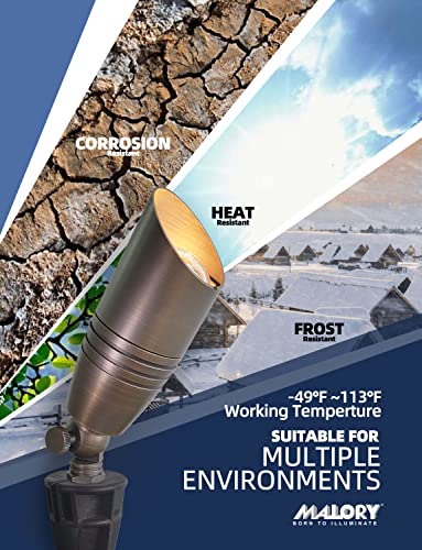 Malory Brass Landscape Spotlights 1-Pack With Bulb(S02), Low Voltage 12V Ac/Dc Led Outdoor Spot Uplights For House And Tree,Pvc Ground Stake And Wire Connector Included, 5W 2700K Warm White #TOP4