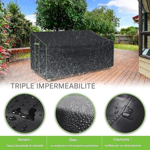 Housse de banc extérieur imperméable avec ventilation pour jardin - 8