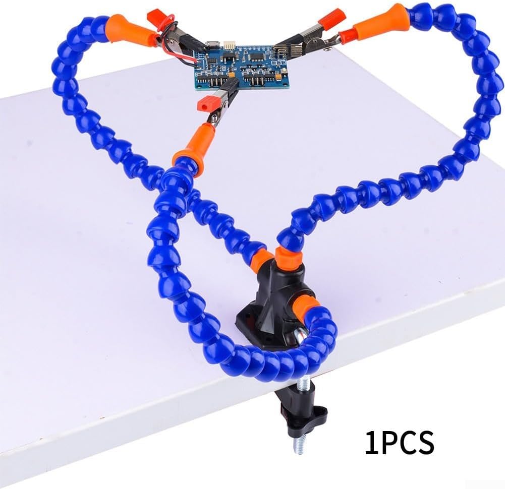 Soldering Helping Hands Third Hand Tool with 3 Flexible Arms Swivel Clamp Silicone Pads Stainless Steel Clips for Electronics Model Welding Repair(A)