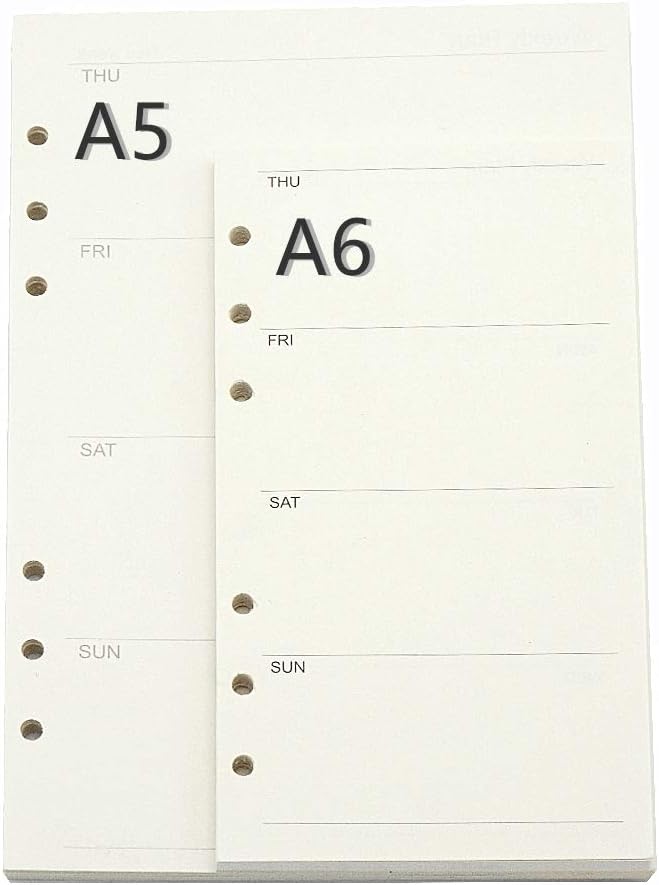 Harphia A6 Planner Refills Set 11 Packs Spiral Notebook Inserts for 6 Ring Binder, for Filofax/Personal Journal,45sheets/pack, total 495sheets (A6 3.74 x 6.77'',Full Set 11 pcs)