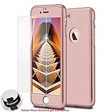 iPhone 7 Case,Lavince Full Body Protection Hard Slim Premium Cover[Dual Layer][Slim Fit] with Tempered Glass Screen Protector for iPhone 7 4.7inch(Rose Gold)