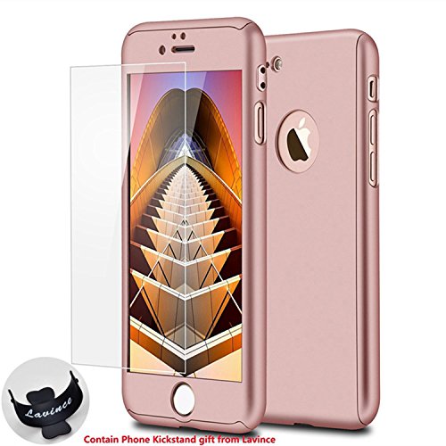 iPhone 7 Case,Lavince Full Body Protection Hard Slim Premium Cover[Dual Layer][Slim Fit] with Tempered Glass Screen Protector for iPhone 7 4.7inch(Rose Gold)