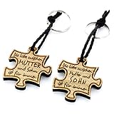 Lieblingsmensch Schlüsselanhänger Partnerset aus Holz - Modell: Die Liebe zwischen... (Mutter/Sohn)