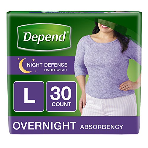 Depend Night Defense Incontinence Overnight Underwear for Women, L, 30 Count - Pack