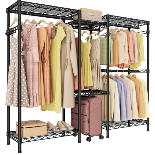 Heavy Duty Garment Rack Large Clothes Rack,Freestanding Closet Portable Clothing Rack with 7...
