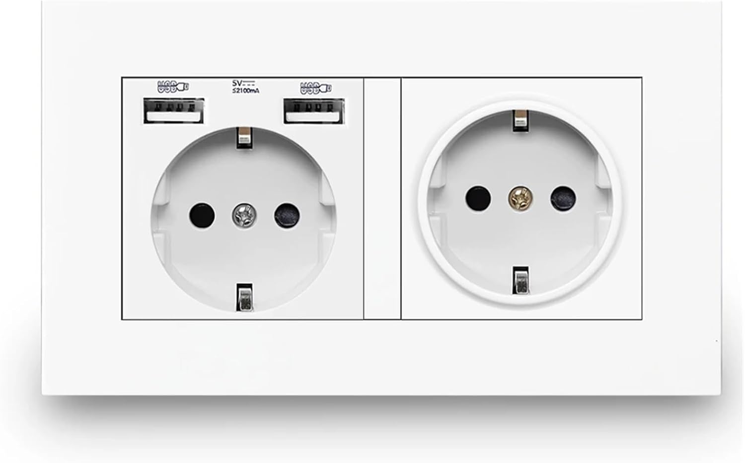 HCIWAMMH EU Standard Wall Socket, Black Panel Household Interface, AC 110V~250V 146mm*86mm, 16A Power Wall Embedded Double Outlet(Black (Style1))