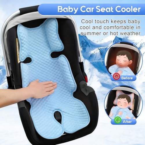 Image of Baby Car Seat Cooling Pad, Mink Dot Carseat Cooler for Girls Boys, Stroller Cooling Cushion with 3D Breathable Mesh, Multifunctional Infant Insert Liner for Summer