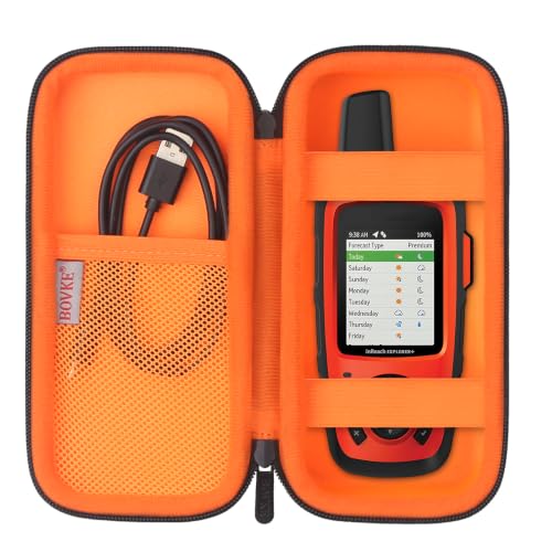 BOVKE Carrying Case for Garmin GPSMAP 65s/67i/67/H1i Plus/79sc/64sx/66i/66sr/66s/78sc Rugged GPS Handheld, Mesh Pocket fit USB Cable and Accessories, Black