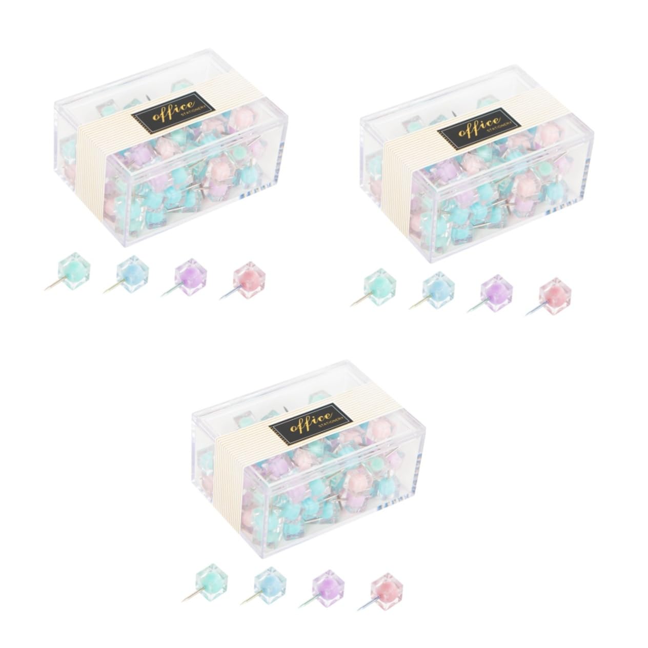 ARTIBETTER 3 Series Push Pins Coloridos para Oficina Y Manualidades Chinchetas De Mezclados para Tableros Y Paredes con Seguridad 80 Piezas*3