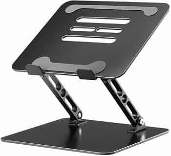 Cosmic Byte LS100 Aluminum Laptop Stand, Support Upto 16" Laptops, 8 KG Load, Adjustable Height, Heat Dissipation Vents (Black)