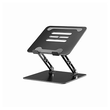 Cosmic Byte LS100 Aluminum Laptop Stand, Support Upto 16" Laptops, 8 KG Load, Adjustable Height, Heat Dissipation Vents (Black) - image, photos