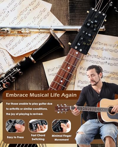 portable guitar chord presser guitar chord helper and trainer for acoustic guitar guitar learning tools for beginners and arthritis player develop confidence quickly get a sense of accomplishment