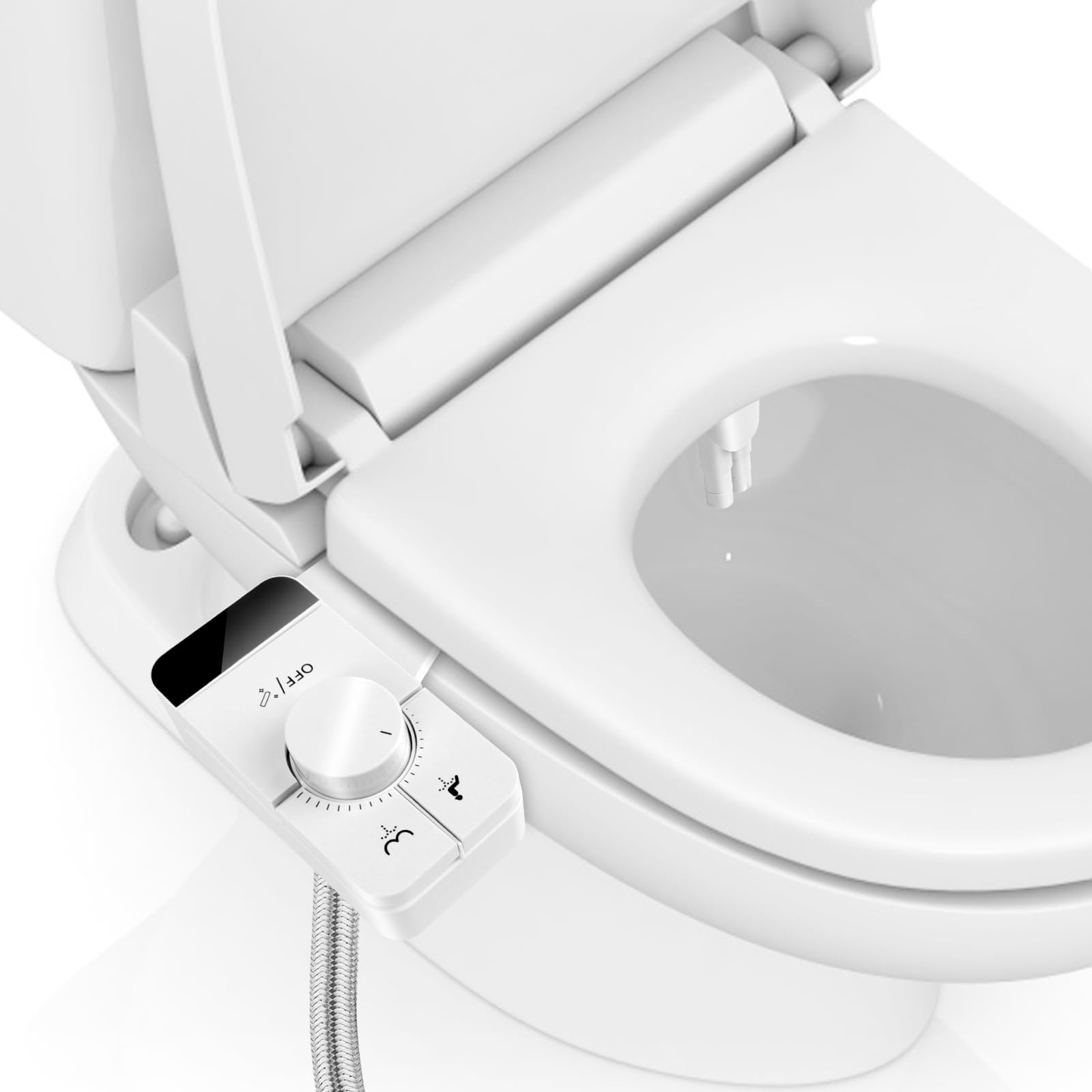 Bidet para WC con Doble Boquilla Retráctiles, No Eléctrico, Presión Ajustable Agua Fría
