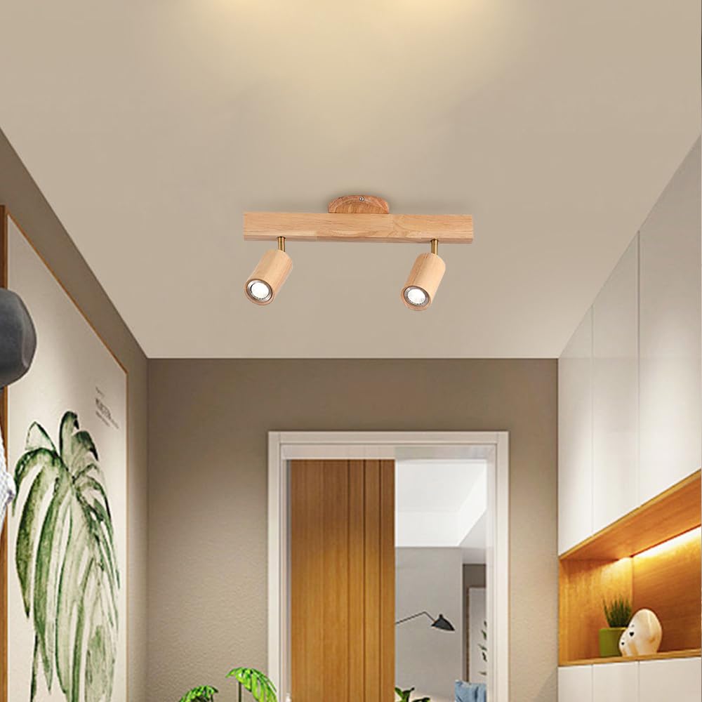 Faretti LED in Legno Faretti da soffitto Regolabili Faretti da Binario fissi Apparecchio di Illuminazione Luci girevoli da Parete Faretti direzionali Lampade Aent per Cucina Camera da Letto Soggi