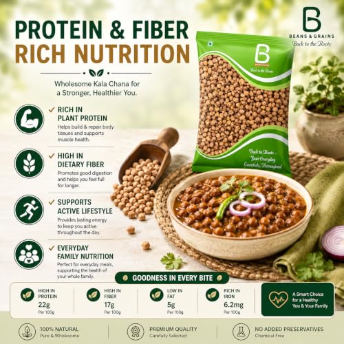 Image of Beans & Grains Premium Kala Chana 1kg | High Protein & Fiber | 100% Natural & Unpolished | Pack of 1