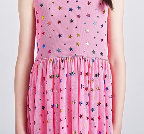 Danichins Girls Knit Sleeveless Tutu Dress Layered Tulle Sparkle Dress(Rose, 5) #TOP4