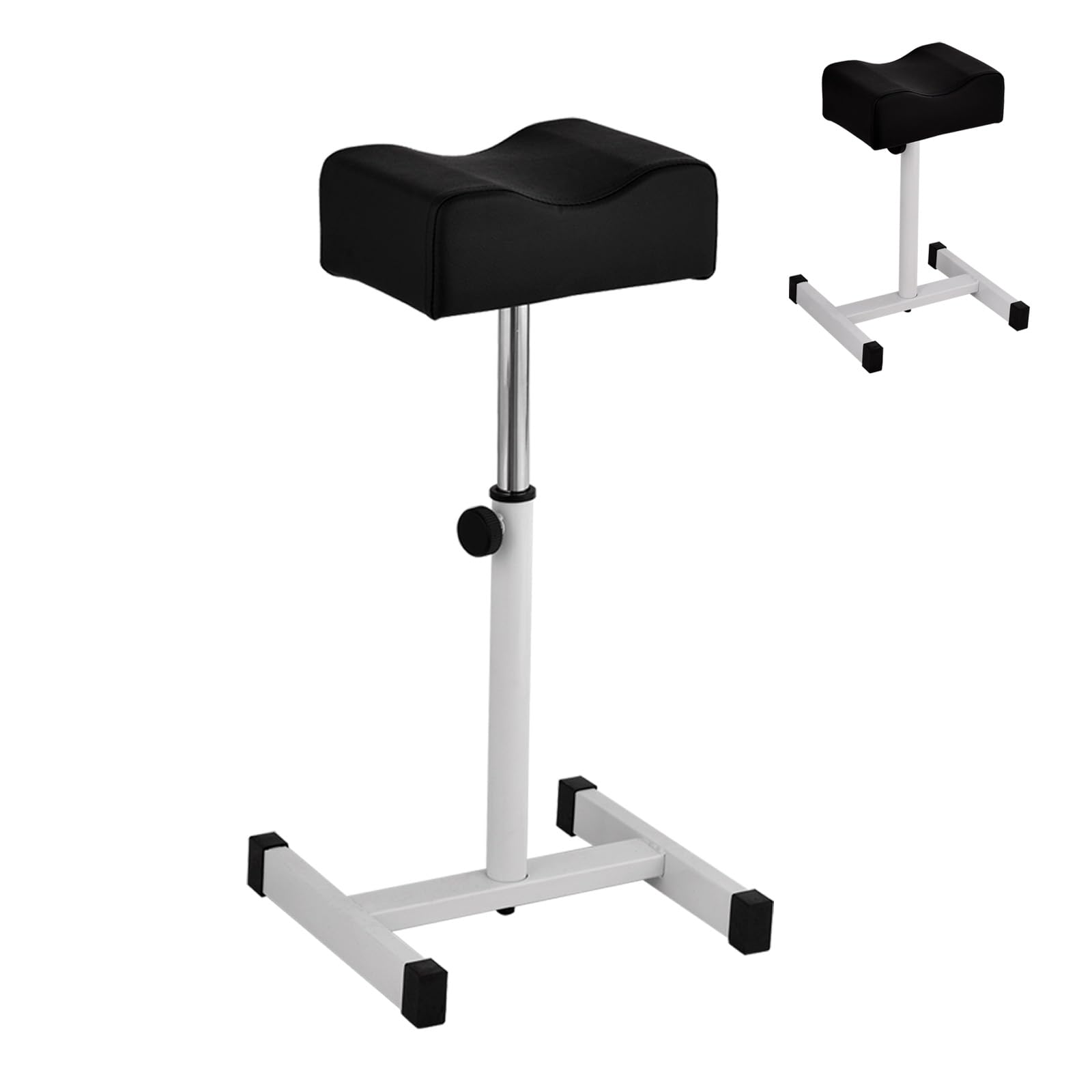 HOMASIS Taburete de Pedicura Regulable 45-65 cm Silla para Cuidado de Pies Negro