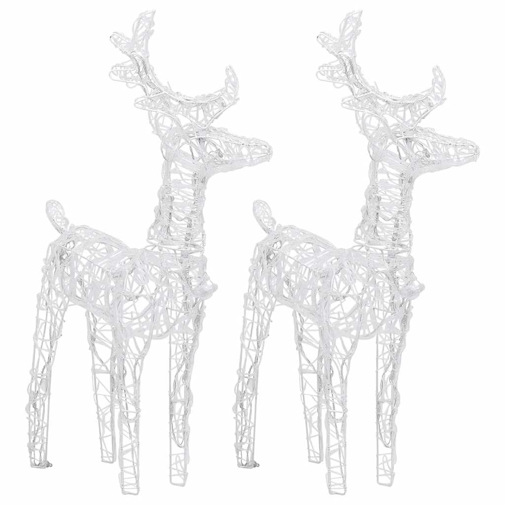 2er Set LED Weihnachts-Rentier Figuren, 80 LEDs, 8 Lichtmodi, Acryl Leuchtfigur für Garten und Innenbereich, Kaltweiß, USB-Betrieb