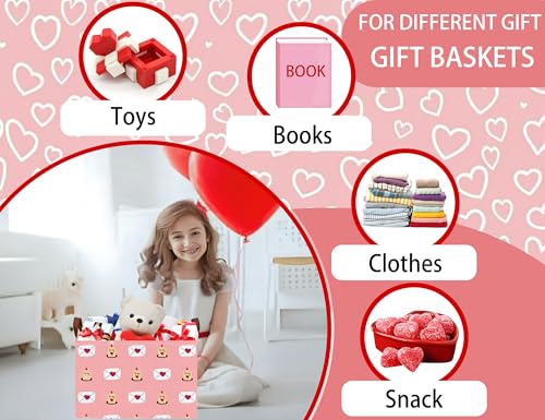 Image of Large Valentine's Day Basket Heart Shaped Storage Bin for Gifts Collapsible Organizer Room Decor (Pink Candle Envelope Love)